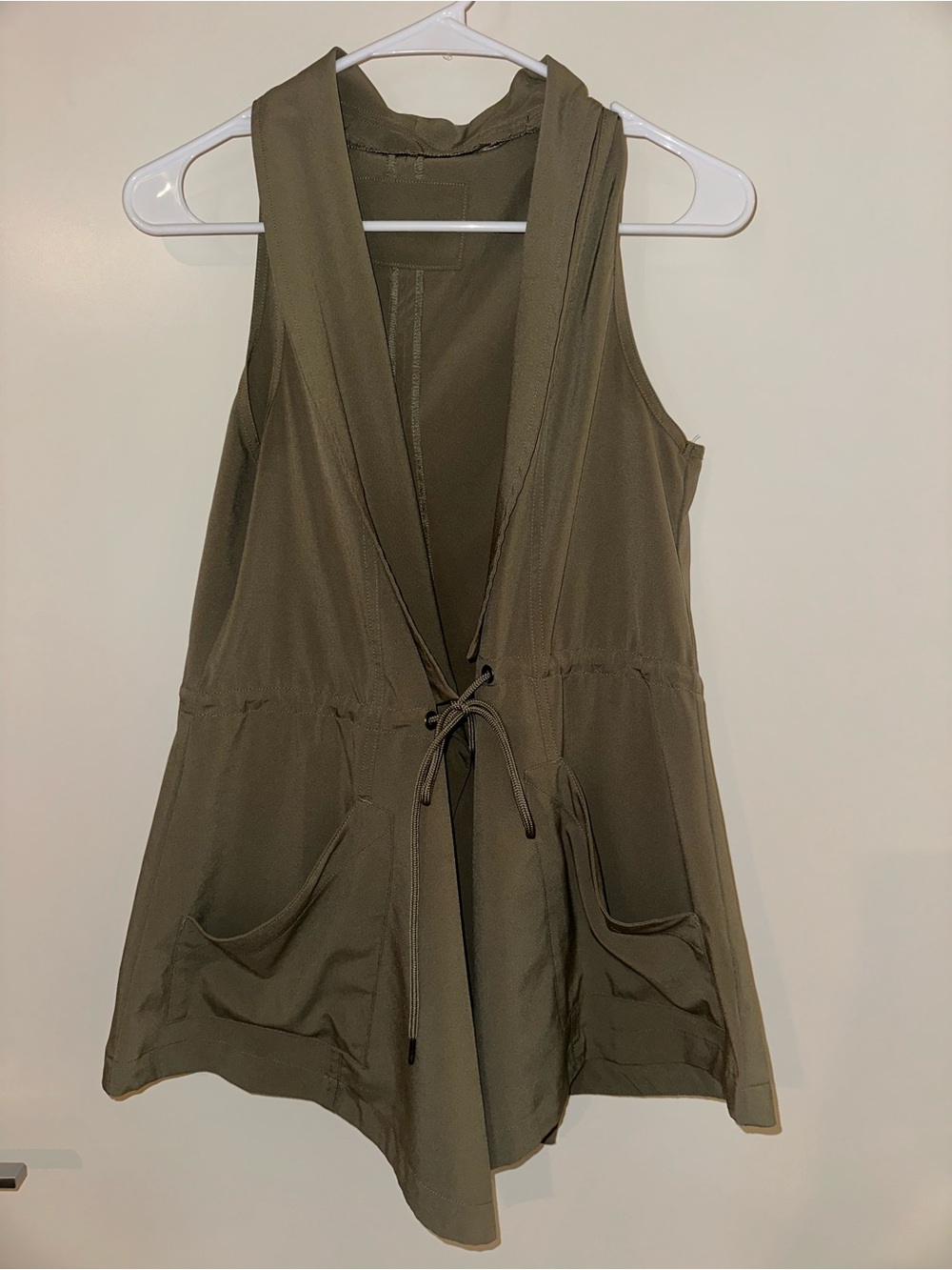 Sleeveless Drawstring Vest - Olive